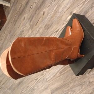 New Adolilove Women's knee high Brown Heeled Boots.